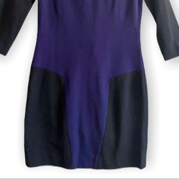 Sandro Paris Color Block Ponte Mini Dress, Purple/blue and Black, Size 1/S - Picture 4 of 14